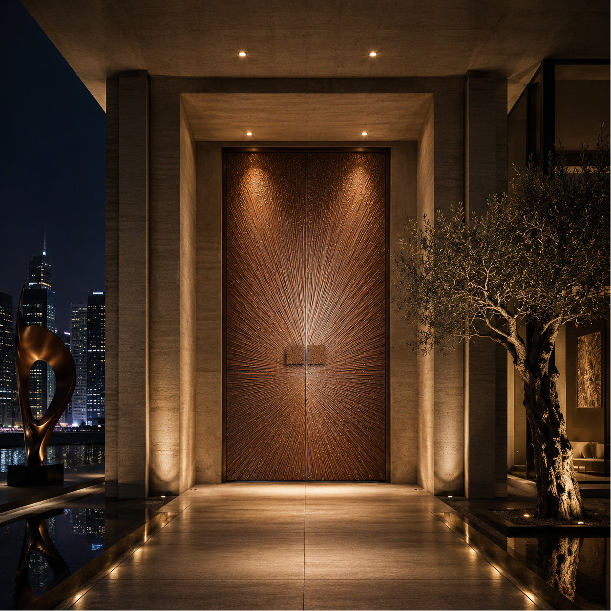 Bronze double front entry doors